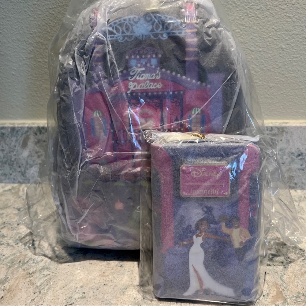 Nwt Disney Castle Loungefly Backpack and Wallet Tiana